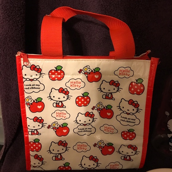 Sanrio Hello Kitty Plate Water Bottle Musubi Rice Maker Lunch Bag Set 5 Pc - Picture 12 of 13